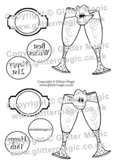 Champagne Flute Acetate GMACE045 Glitter Magic