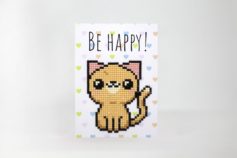 Diamond Painting Card Making Kit Be Happy (Cat) WCO109